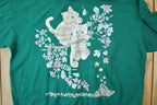 Vintage 1990s Flower Cat Turtleneck Sweater