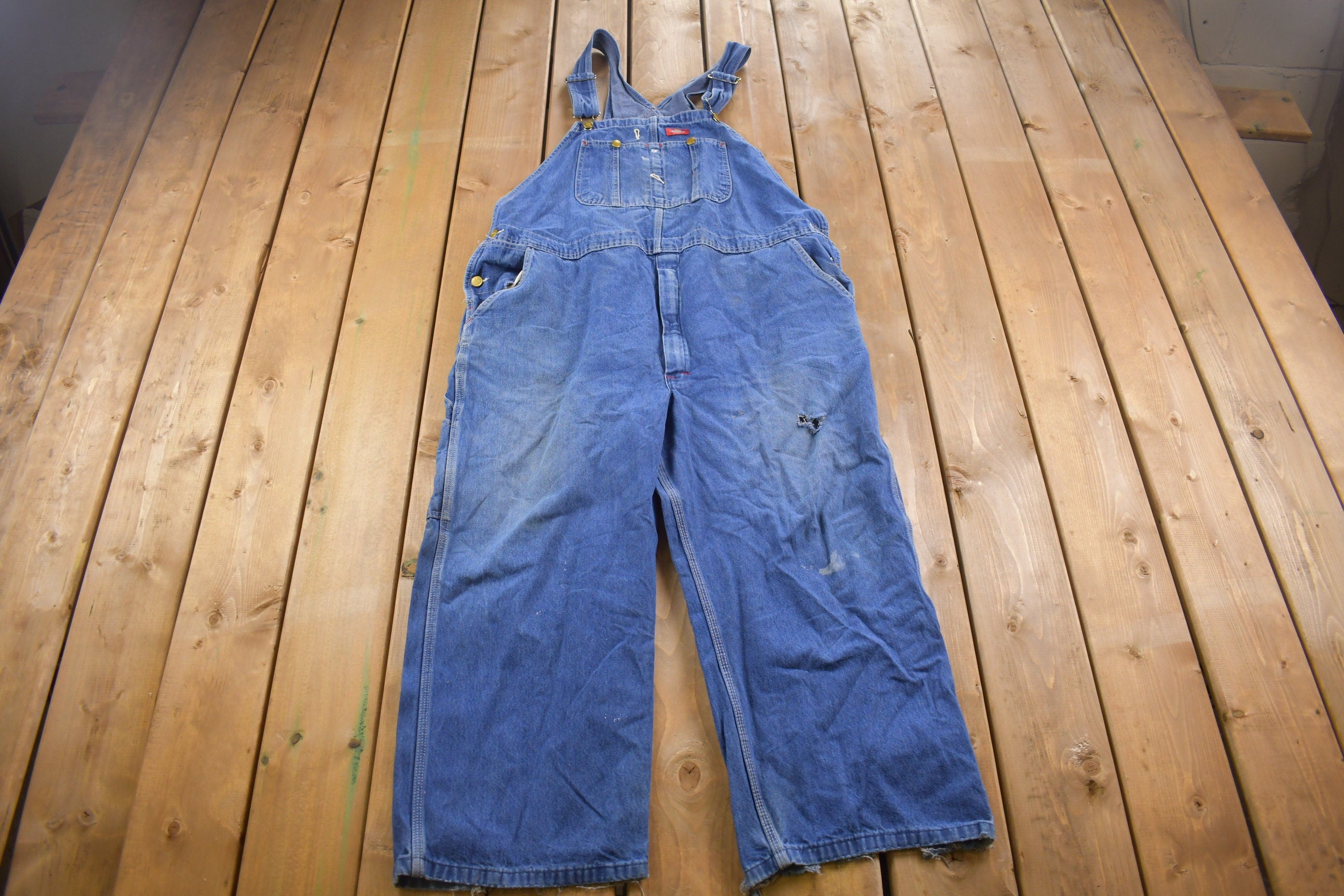 Vintage 1990s Dickies Workwear Denim Jean Overalls Size 46 x 30