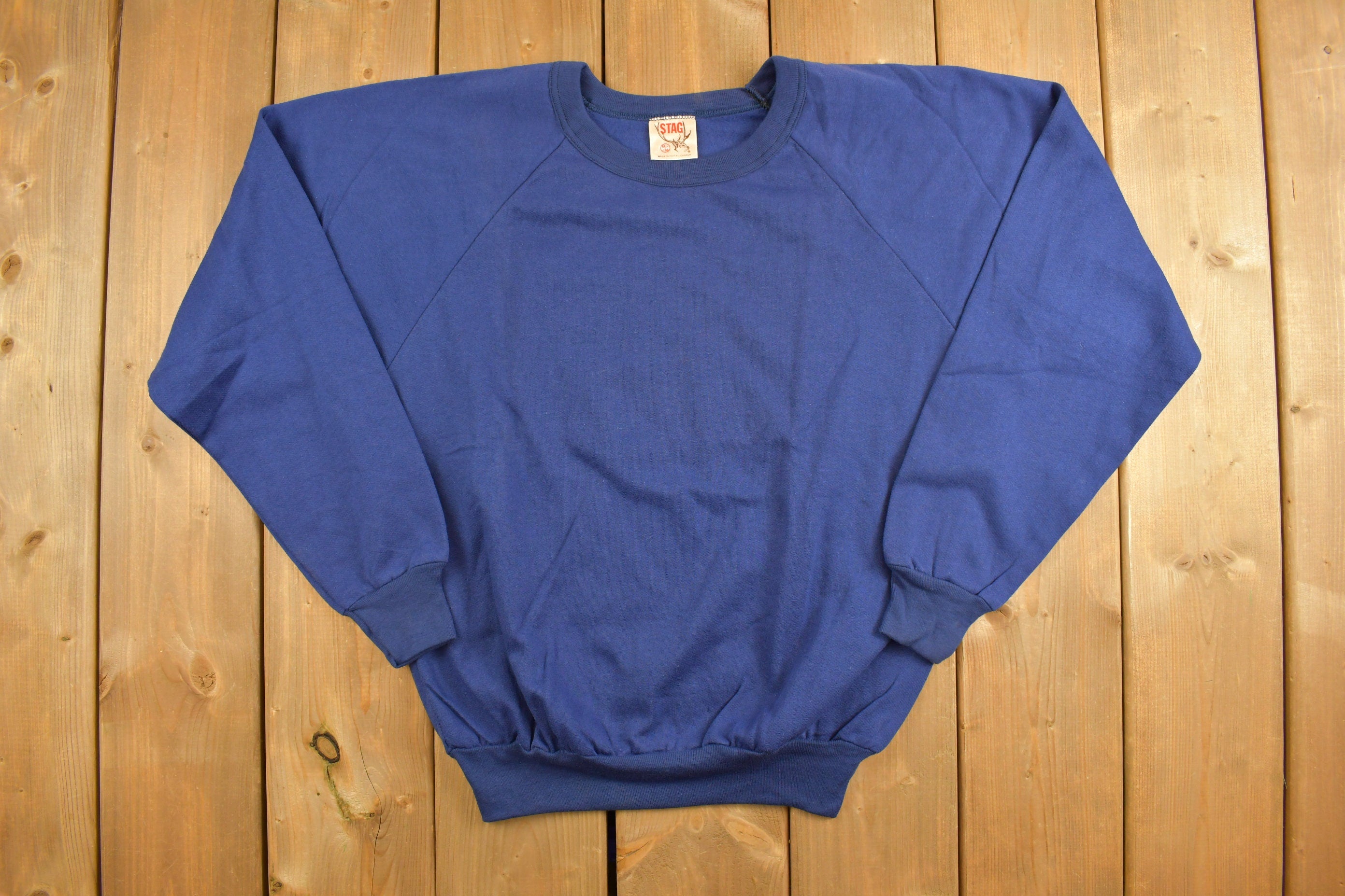Vintage 1980s Blank Blue Stag Crewneck Sweatshirt