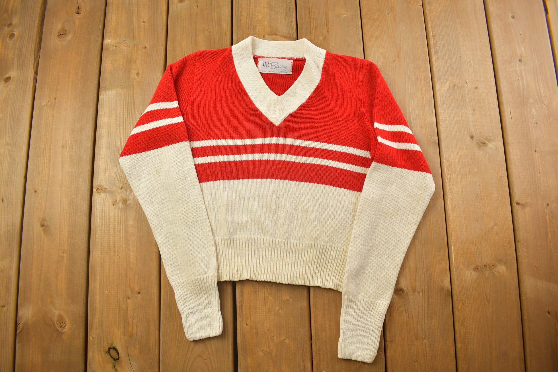 Vintage 1990s Bc Barry Striped Crewneck Sweatshirt