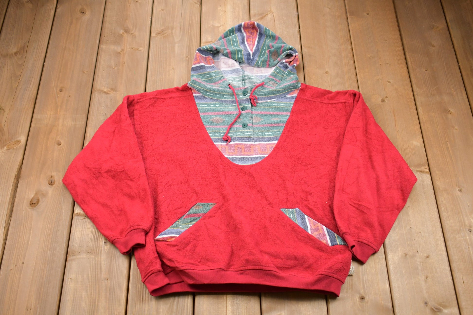 Vintage 1990s 62 East Aztec Graphic Hoodie