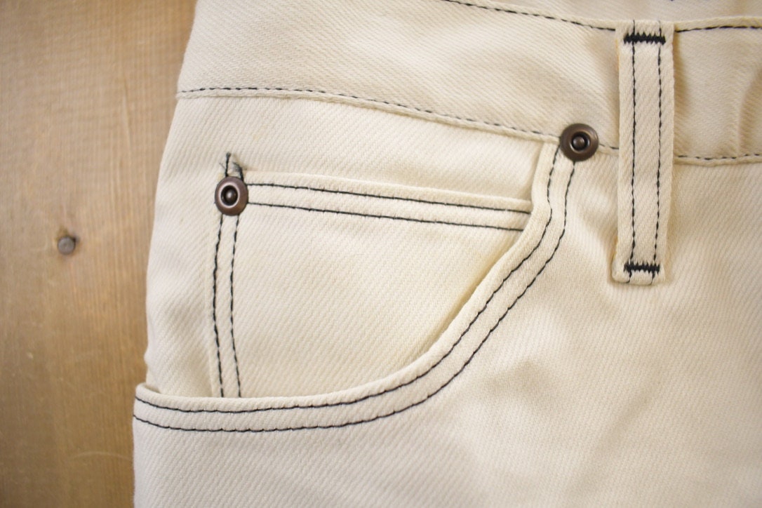 Vintage 1980s Sheplers White Denim Jeans Size 38x30