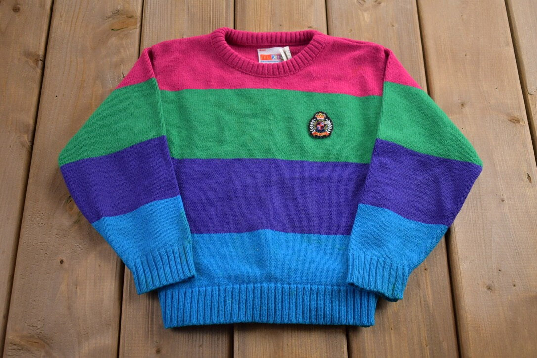 Vintage 1990s Mc Donalds Striped Knitted Crewneck Sweater