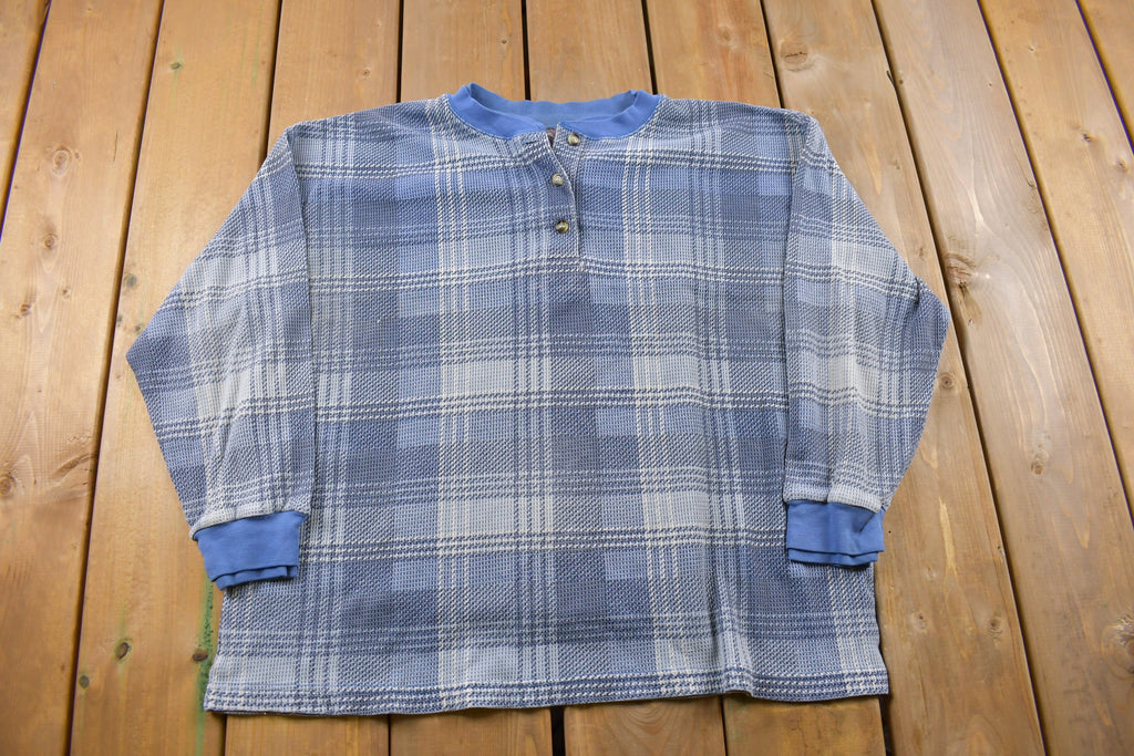 Vintage 1990s Premier Plaid Crewneck Sweatshirt