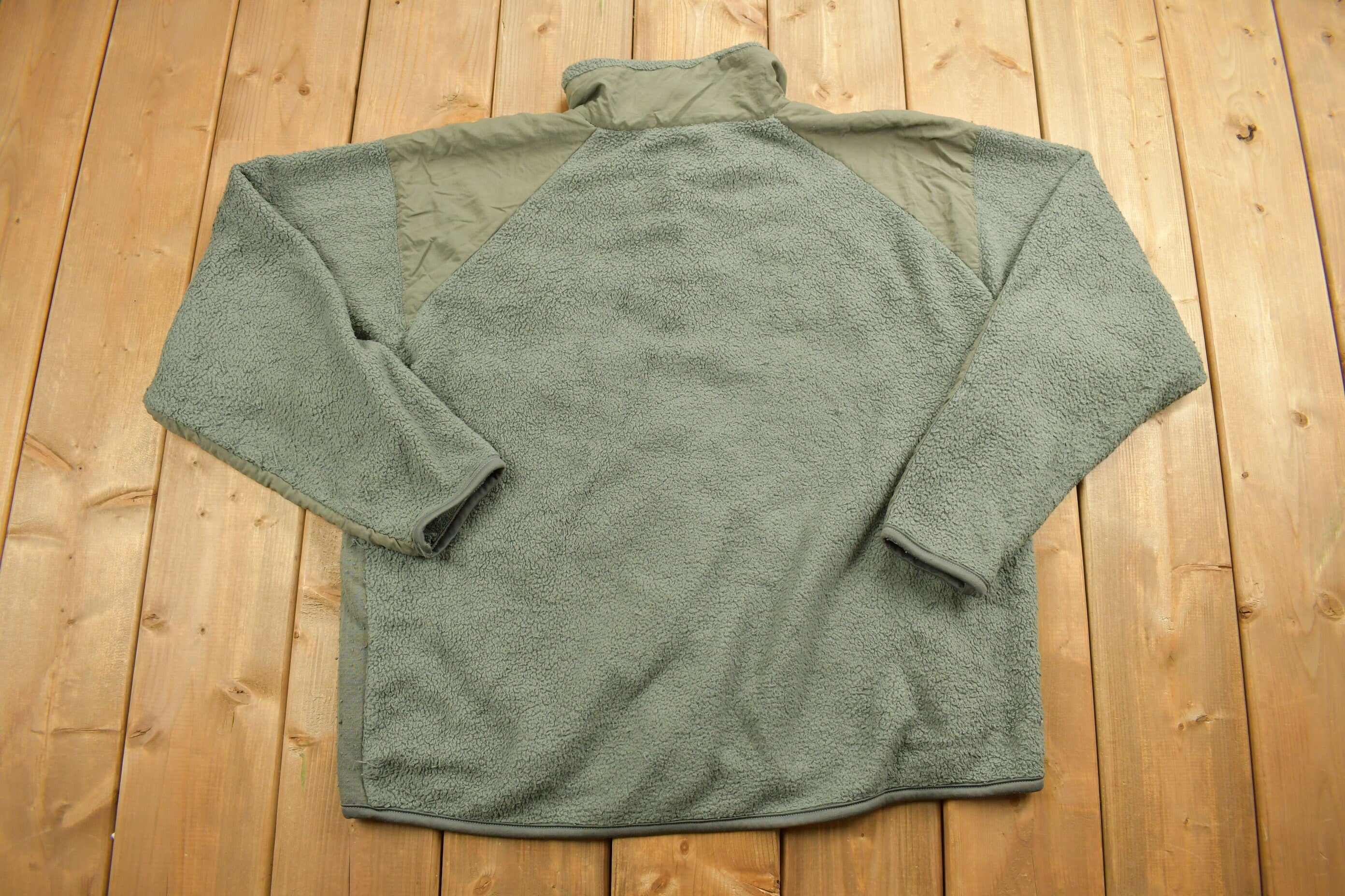 Vintage 1990s Green FleeceZip Up Sweater Jacket