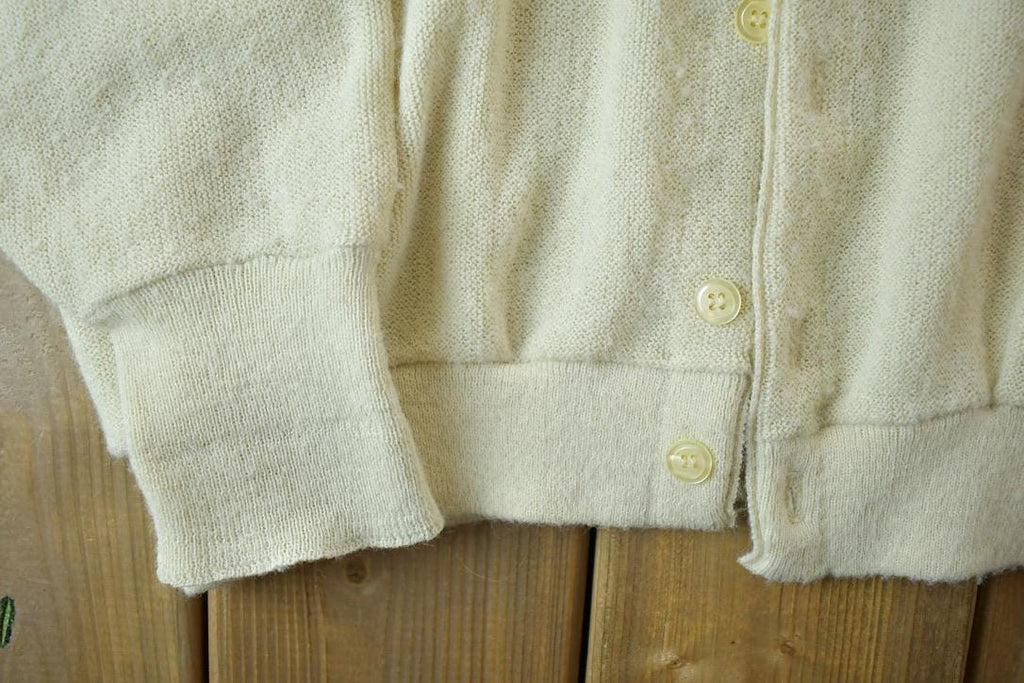 Vintage 1990s Jantzen Knit Cardigan Sweater  90s Crewneck  Made In USA  Preppy