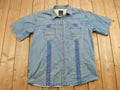 Vintage Denim Embroidered Short Sleeve Button Up Shirt