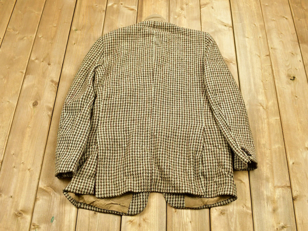 Vintage 1980s Harris Tweed Houndstooth Wool Two Button Blazer Jacket