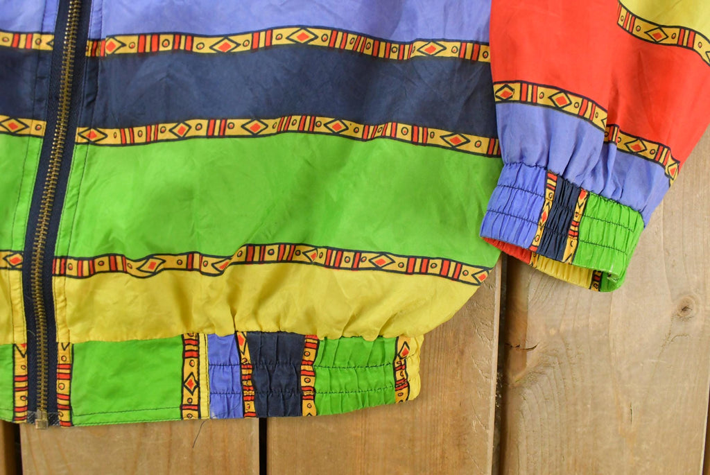 Vintage 1980s Fuda International All Over Print Silk Windbreaker Jacket Women's Medium