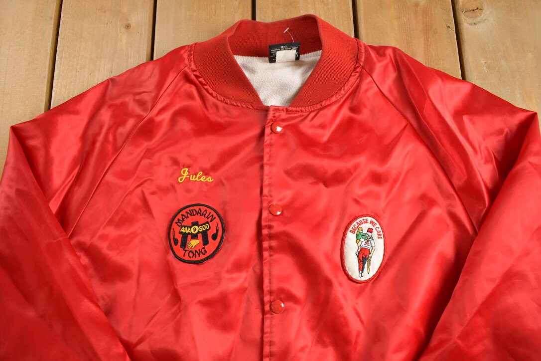 Vintage 1990s The Shriners Embroidered America's Finest Satin Bomber Jacket  Snap Button  Streetwear  Souvenir Jacket  Made In USA