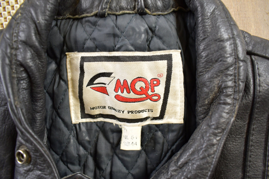 Vintage 1990s MQP Cafe Racer Leather Biker Jacket