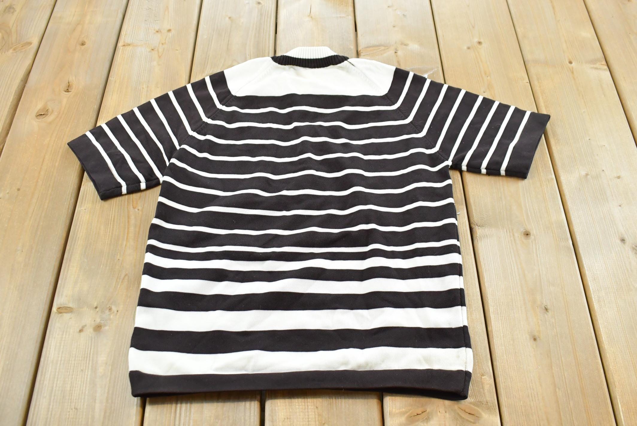 True Vintage 1970s Miss Holly Short Sleeve Quarter Zip Knit Polyester Sweater T-Shirt Womens S /