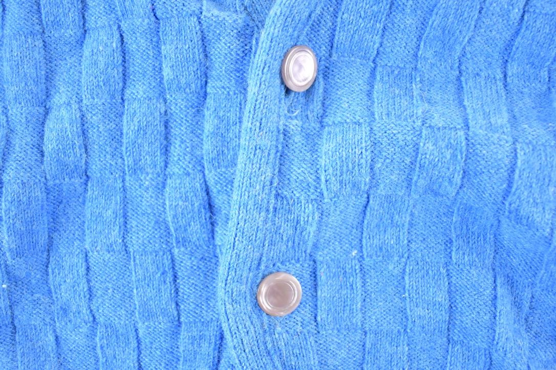 Vintage 1970s Tommy Knight 100% Lambswool Cable Knit Cardigan Sweater Mens M