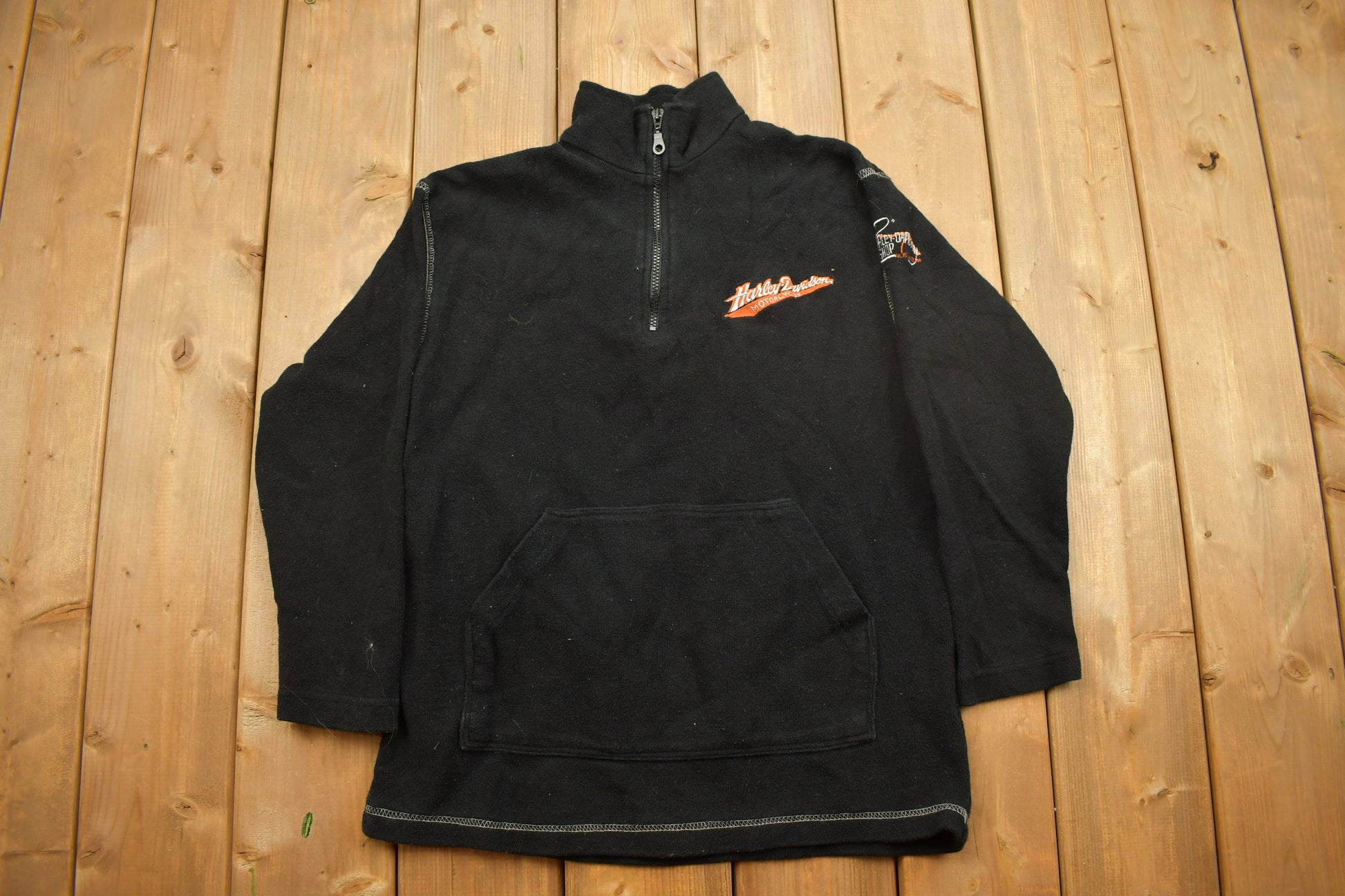 Vintage 1990s Quarter Zip Harley Davidson Sweater
