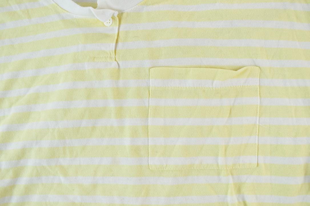 Vintage 1990s Idioms Yellow Striped Single Stitch T-Shirt