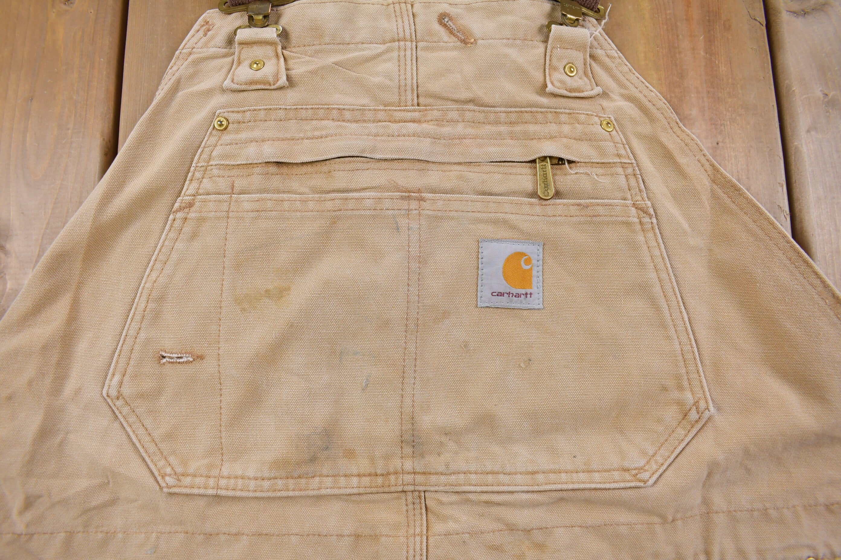 Vintage 1990s Carhartt Denim Jean Overalls Size 45 x 28