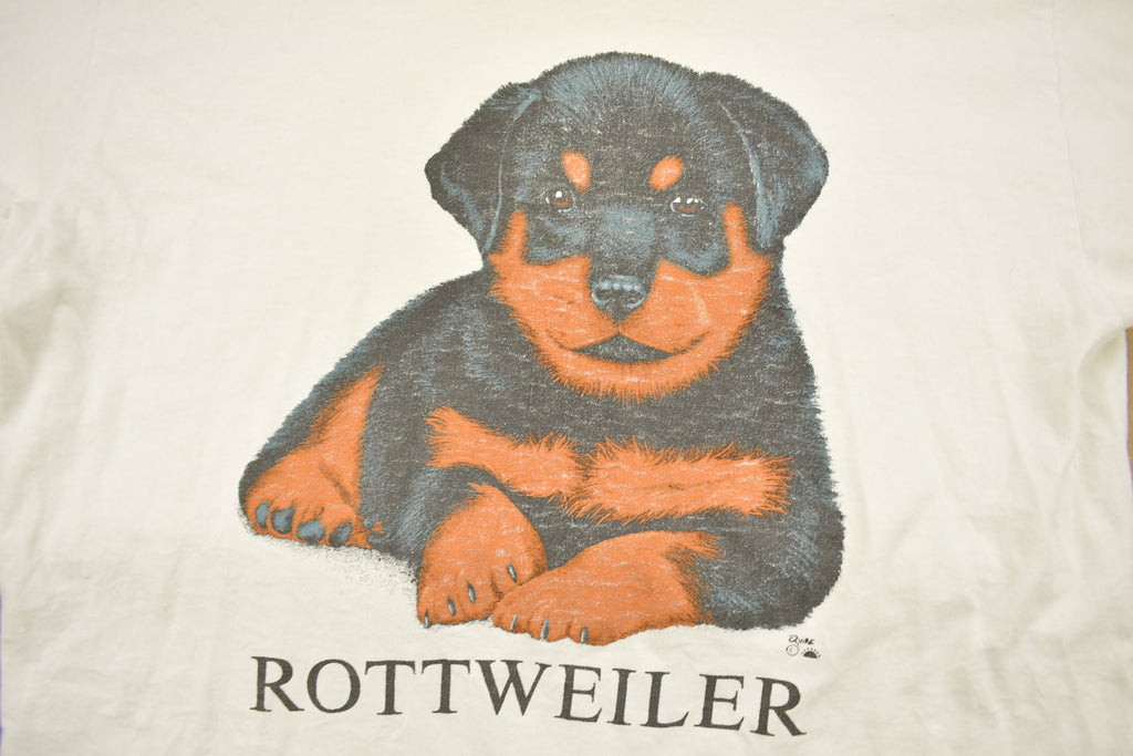 Vintage 1990s Rottweiler Puppy Graphic T-Shirt