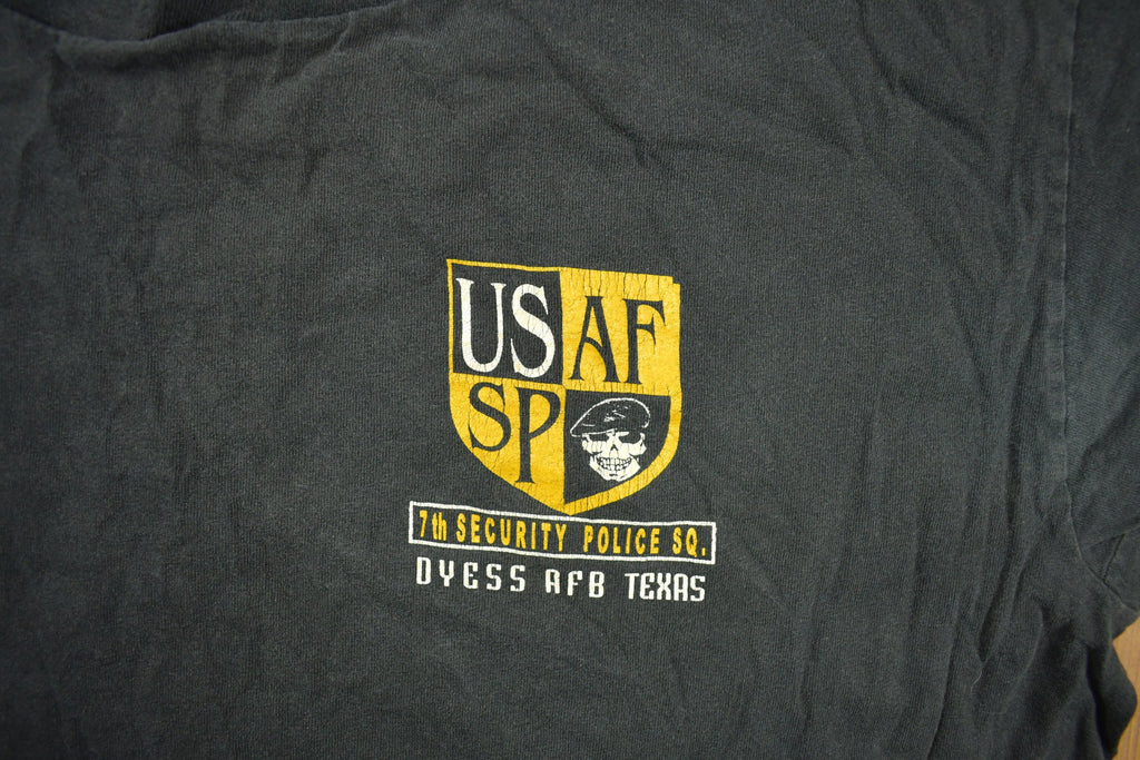 Vintage 1990s US AF SP Security Police Graphic T Shirt  Vintage Texas T Shirt  Graphic Tee  Single Stitch  Made In usa