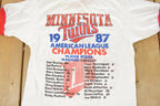 Vintage 1987 Minnesota Twins AL Champions MLB Graphic Ringer T-Shirt Men's S