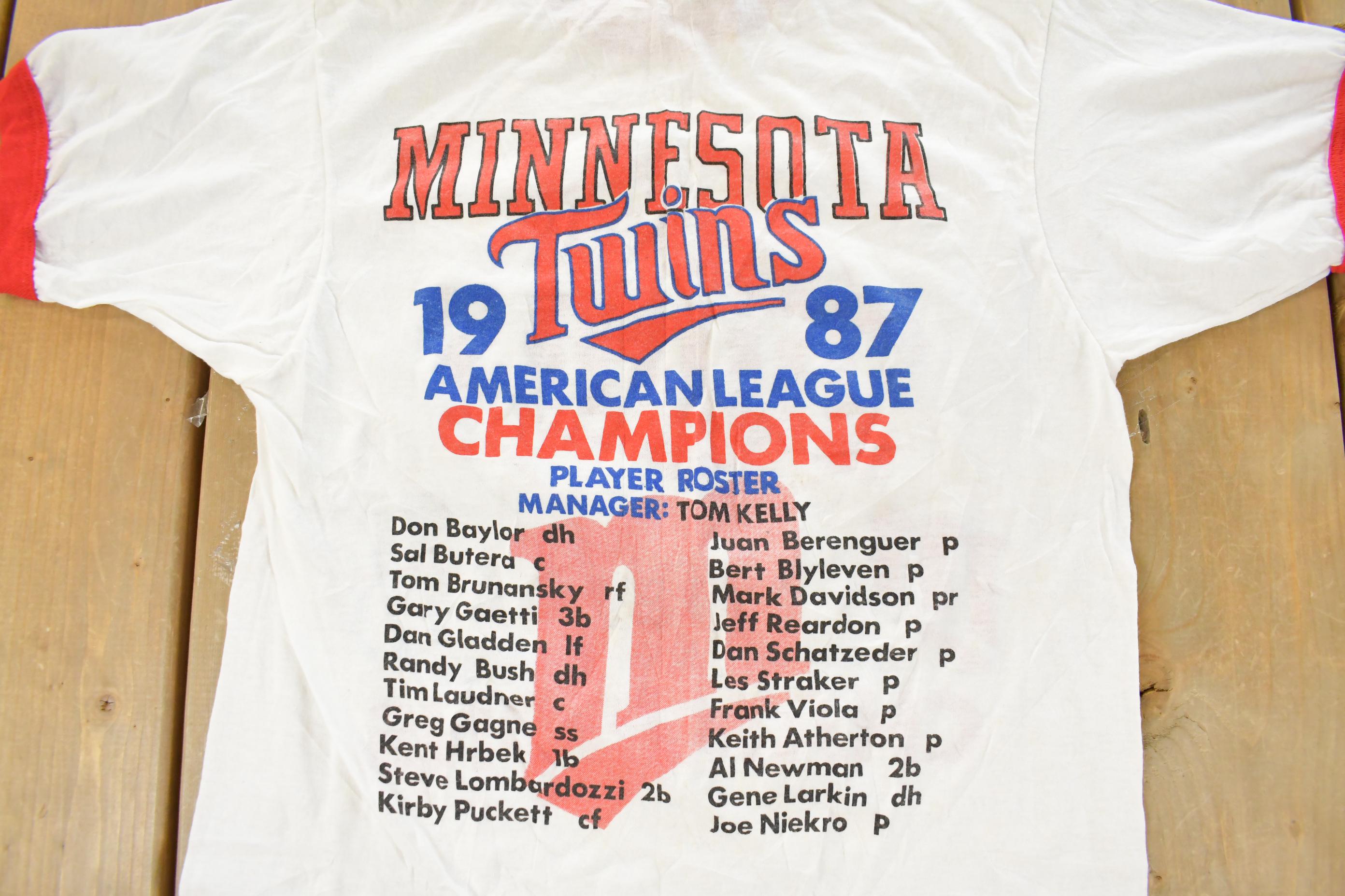 Vintage 1987 Minnesota Twins AL Champions MLB Graphic Ringer T-Shirt Men's S