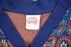 Vintage 1990s Lady Graff Paisley Quarter Button Sweatshirt