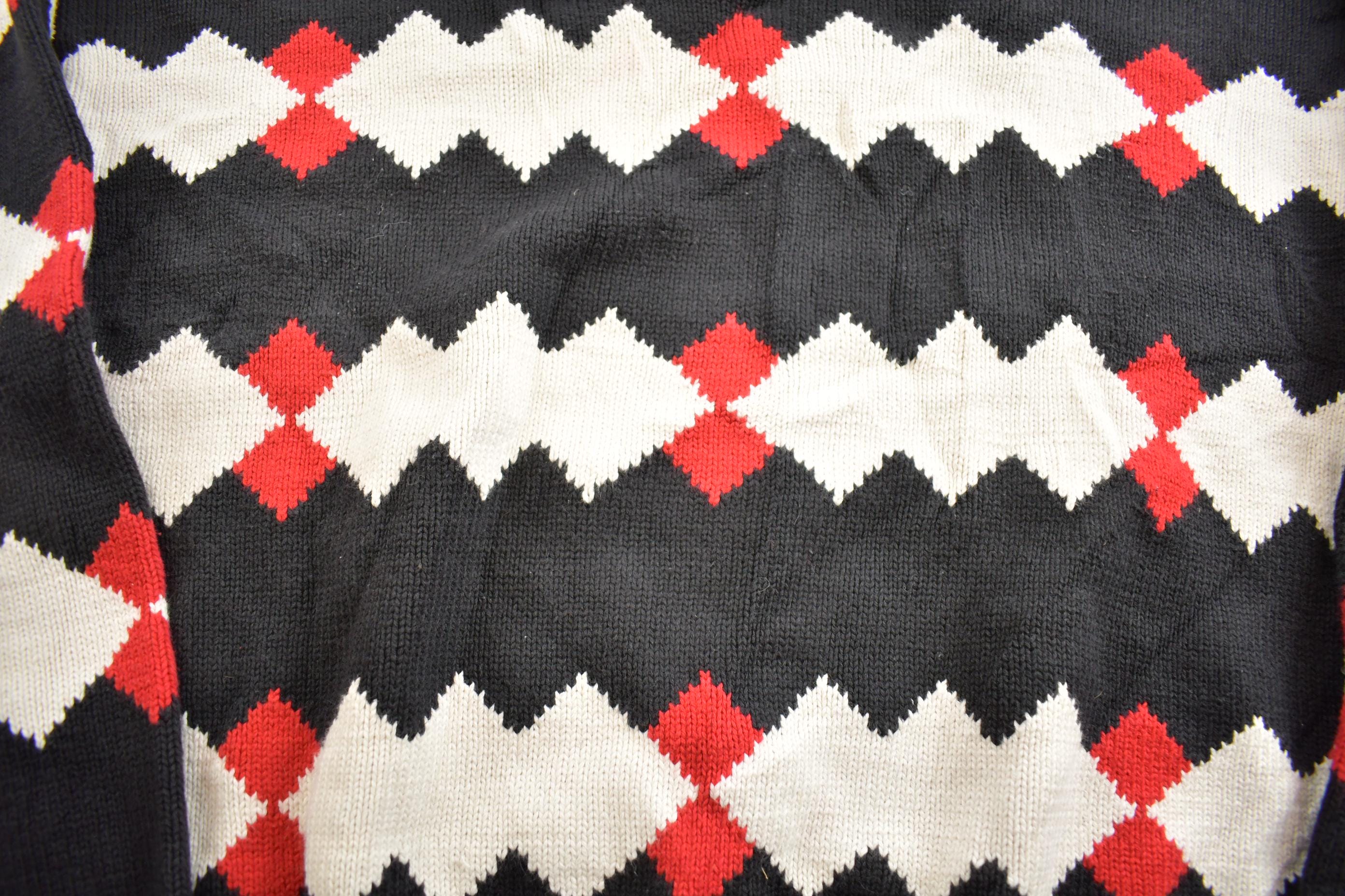 Vintage 1990s Claiborne Knit Abstract Pattern Crewneck Sweater