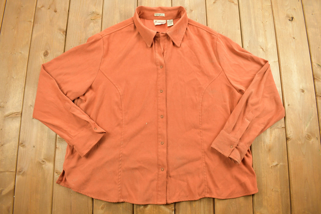 Vintage 1990s Blank Orange Button Up Shirt