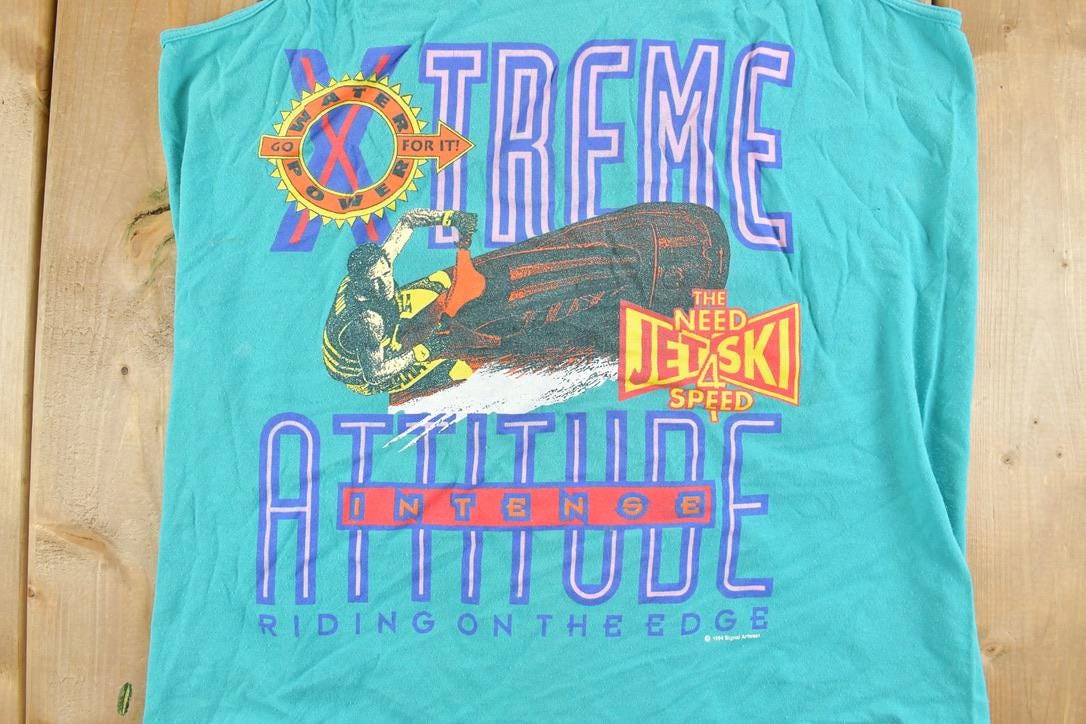 Vintage 1990s X Treme Jet Ski Attitude Graphic Tank Top