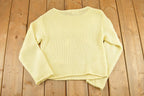 Vintage 1970s Floral Knit Crewneck Sweater Women's S /