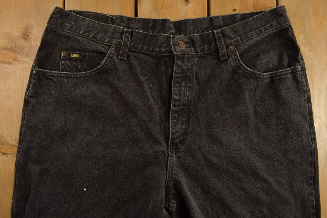 Vintage 1990s Lee Black Denim Straight Leg Jeans Size 36 x 29