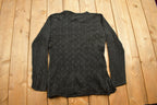 Vintage 1990s Knitted Crewneck Sweater / Vintage 90s Crewneck / All Over Pattern / Transparent / Sweatshirt / Abstract Pattern