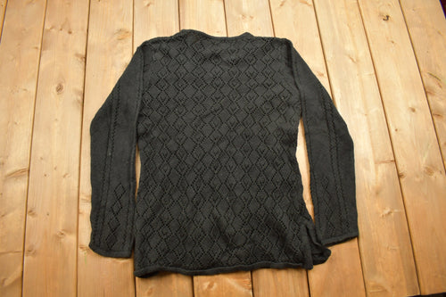 Vintage 1990s Knitted Crewneck Sweater / Vintage 90s Crewneck / All Over Pattern / Transparent / Sweatshirt / Abstract Pattern