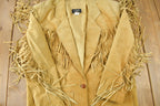Vintage 1990s Arella Beige Suede Fringe Jacket
