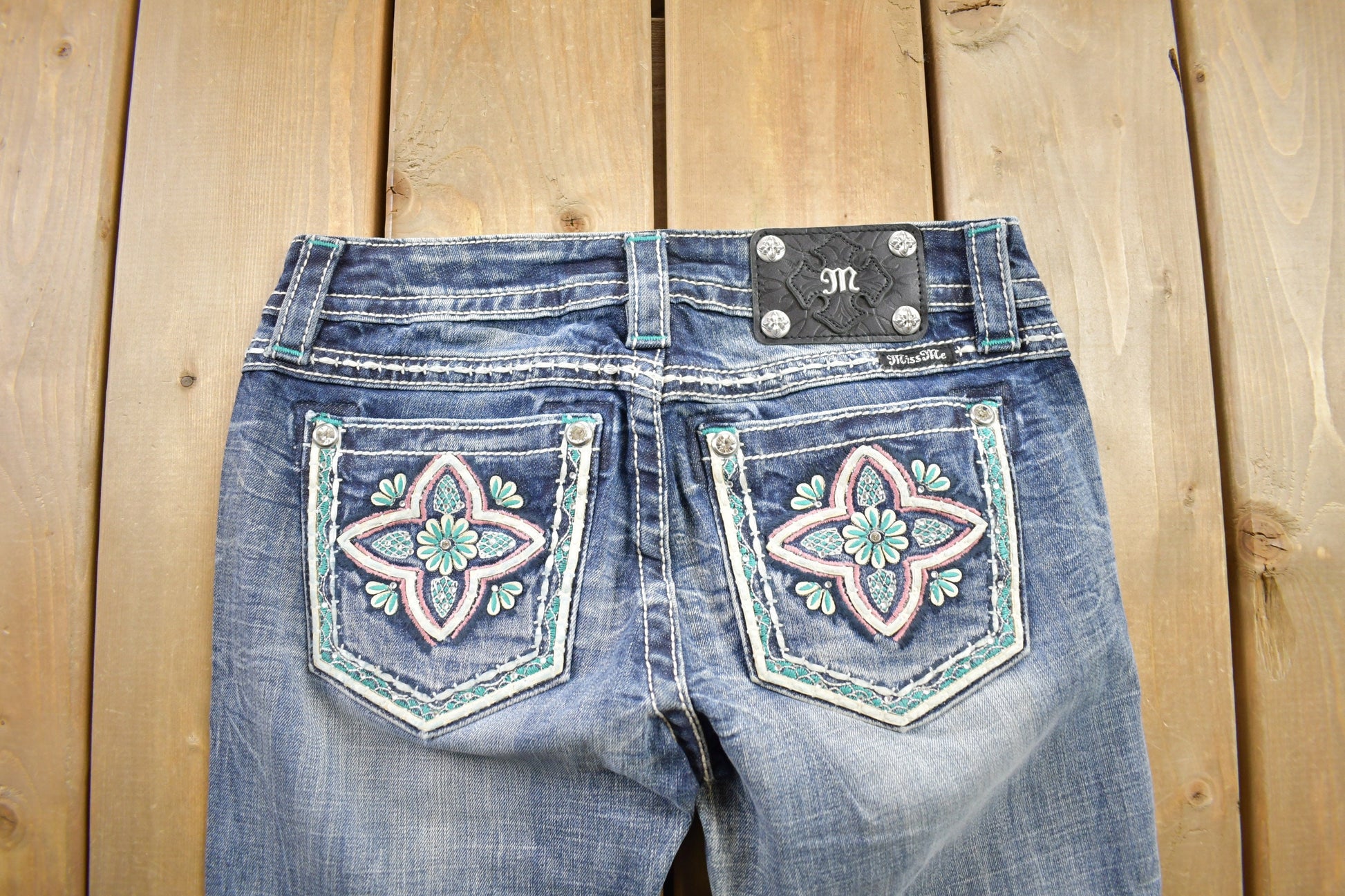 Vintage Y2K Miss Me Bedazzled Low Rise Jeans Size 26x33