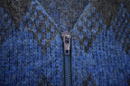 Vintage 1970s Plaid 100% Wool Hilda Ltd Zip Up Cardigan