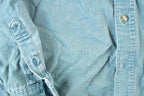Vintage 1990s Eddie Bauer Denim Button Up Shirt Mens M  Made In USA  Vintage Quarter Button  Preppy Button Up