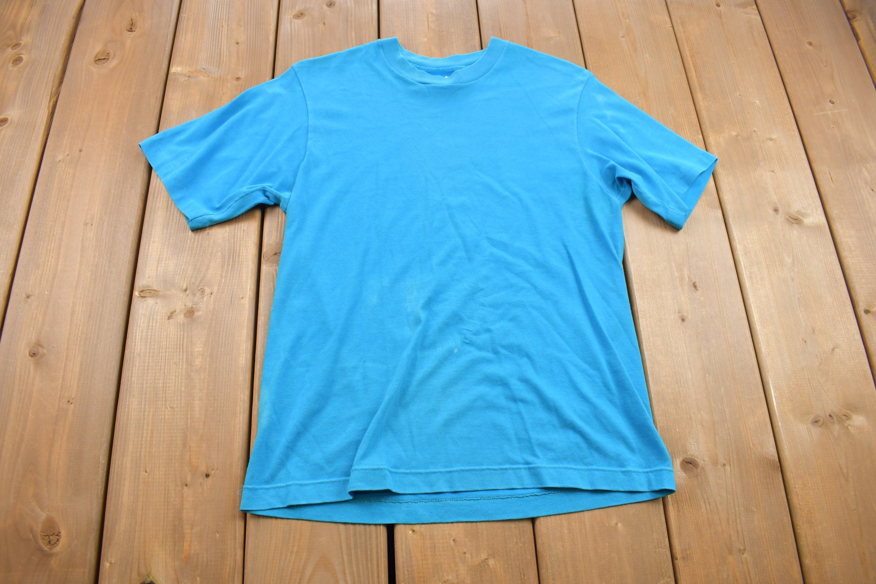 Vintage 1990s Hanes Blank Blue T Shirt