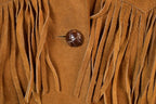 Vintage 1970s Aztec Pioneer Fringe Leather Western Jacket Made In USA