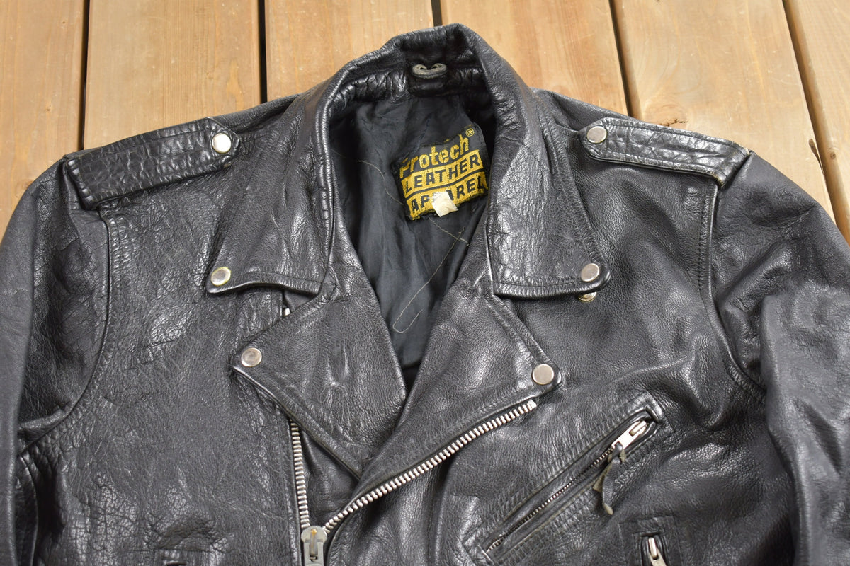 Vintage 1990s Protech Leather Apparel Biker Jacket
