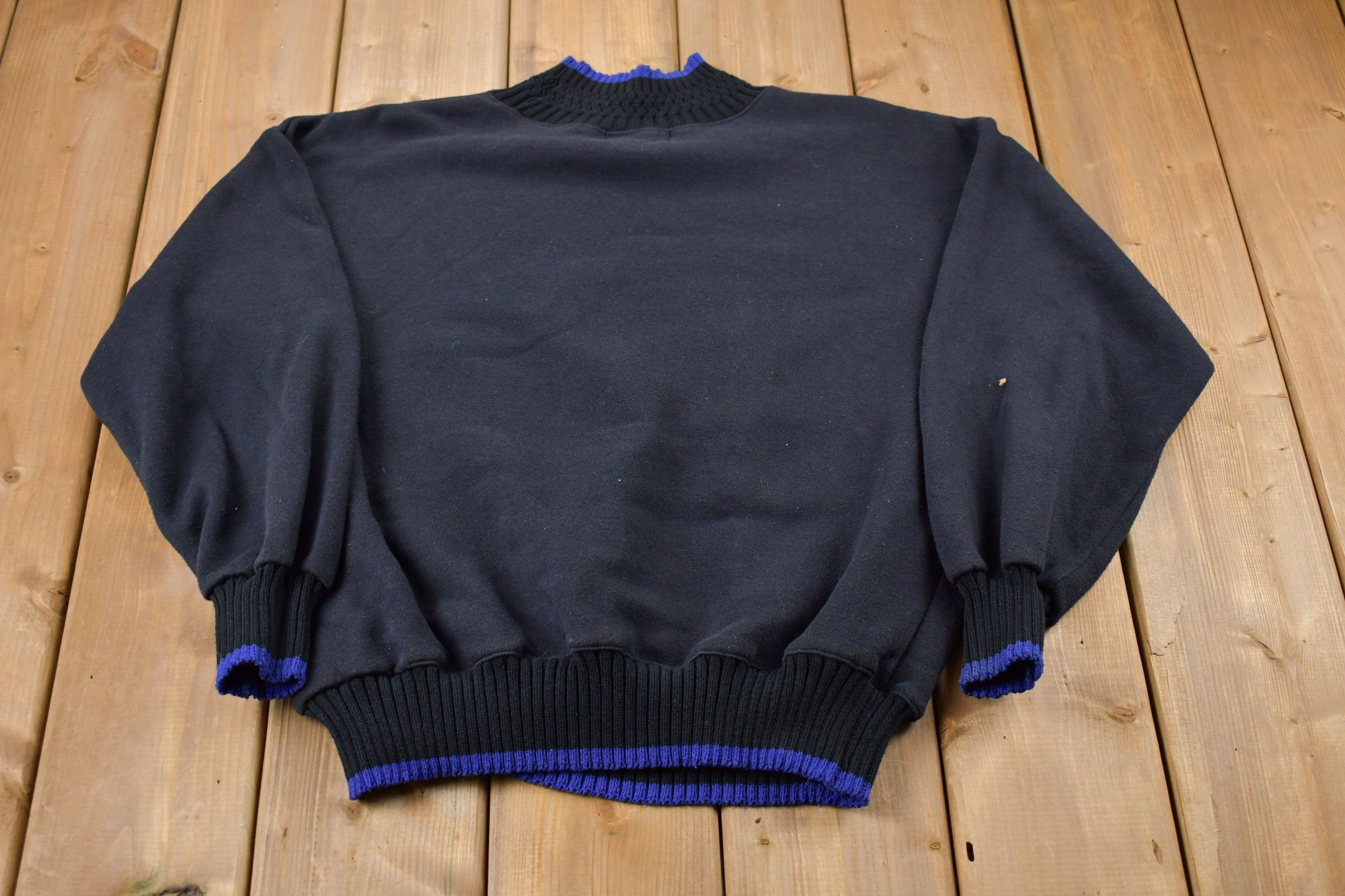 Vintage 1990s Sports Accent Geometric Patchwork Mockneck Sweatshirt