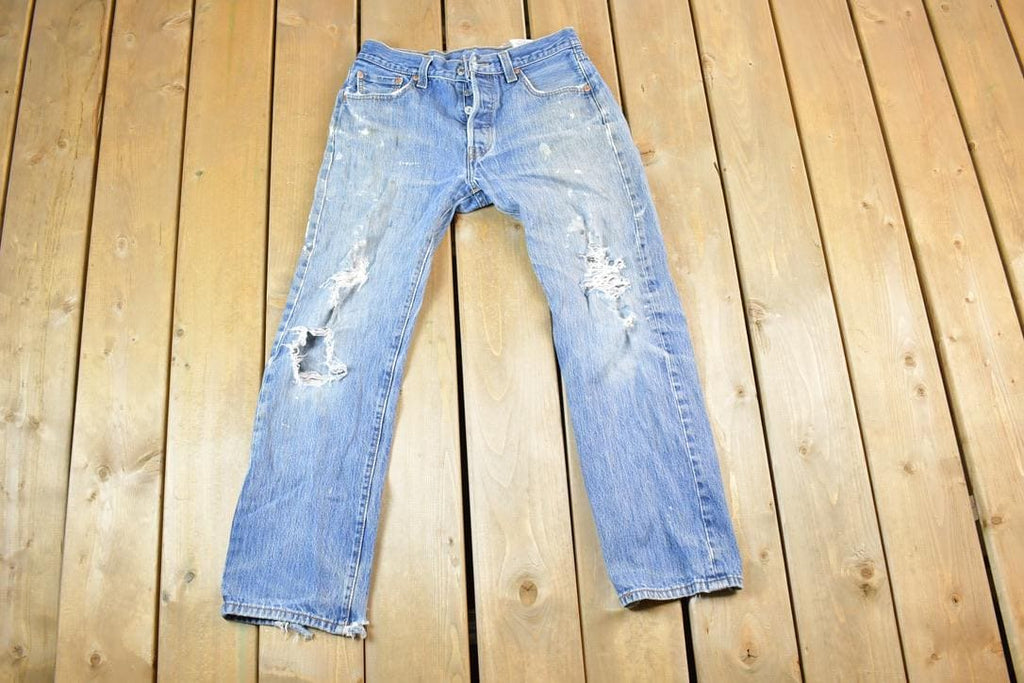Vintage 1990s Perfectly Distressed Levi Strauss Red Tab 501 Denim Jeans Size 30 x 30 Made In USA