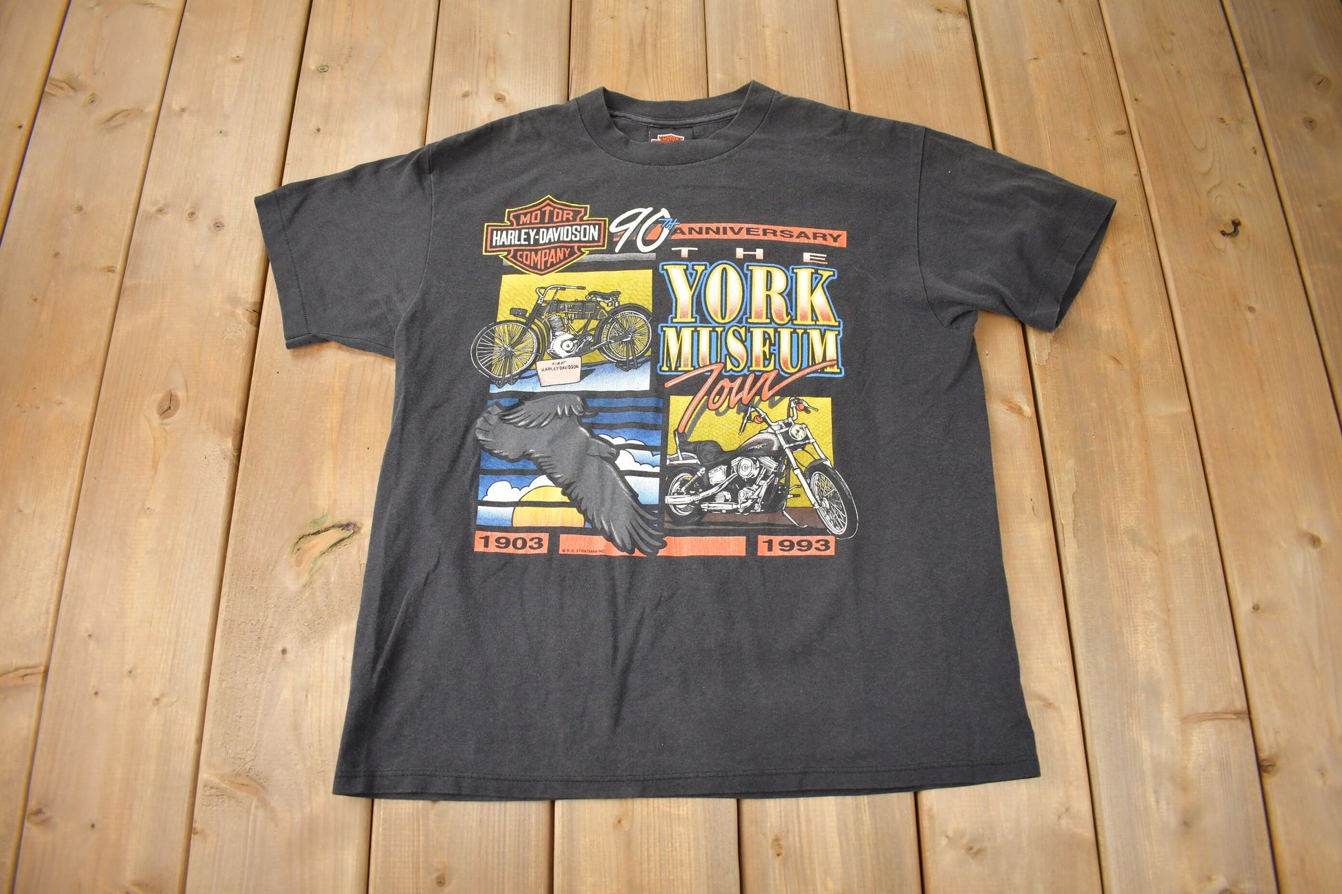 Vintage 1993 Harley Davidson Motorcycles Factory & Museum York Pennsylvania Single Stitch Graphic T-Shirt Made In USA