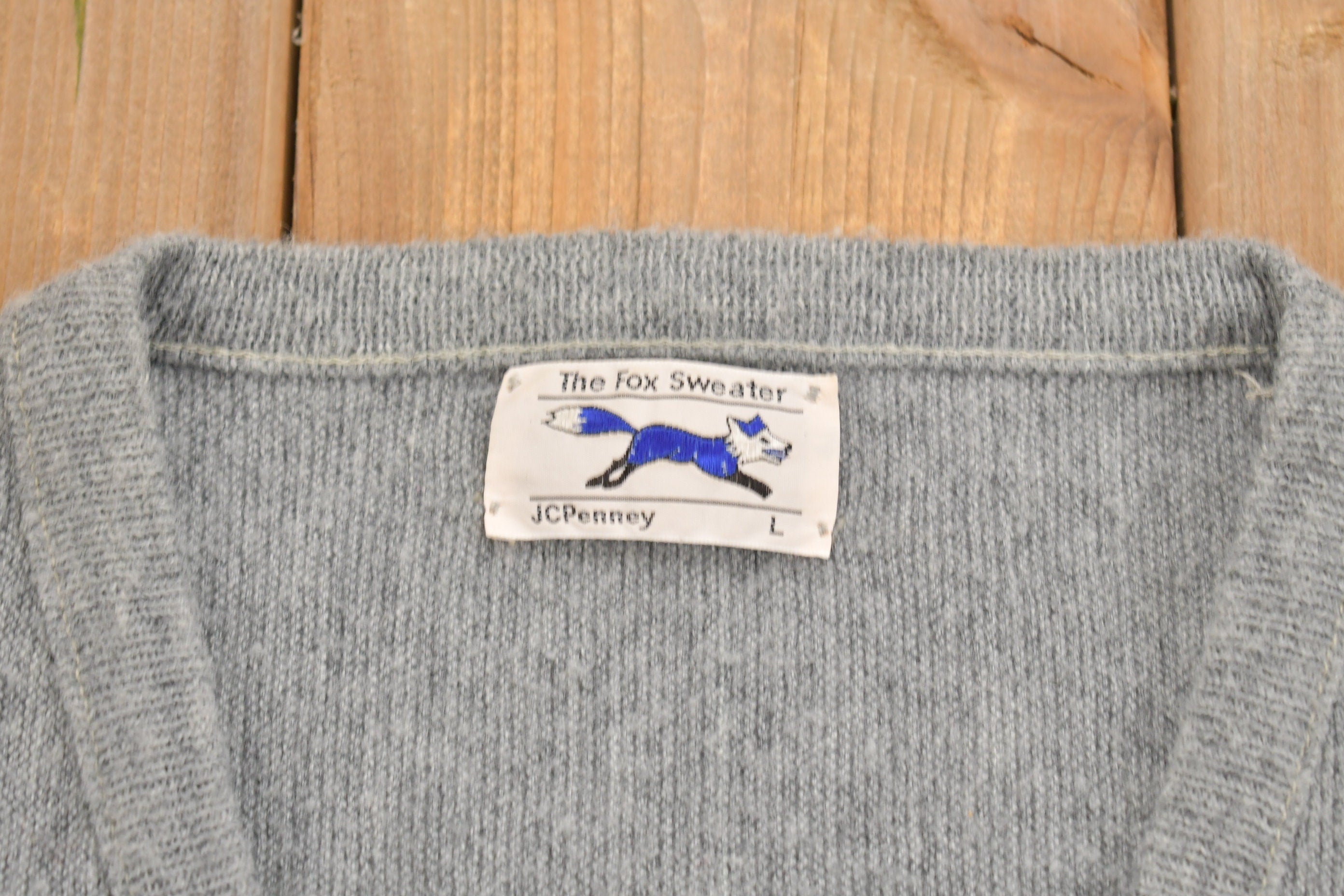 Vintage 1990s The Fox JC Penney Knit V-Neck Sweater