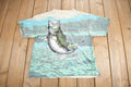 Vintage 1990s Largemouth Bass All Over Print Graphic T-Shirt Single Stitch