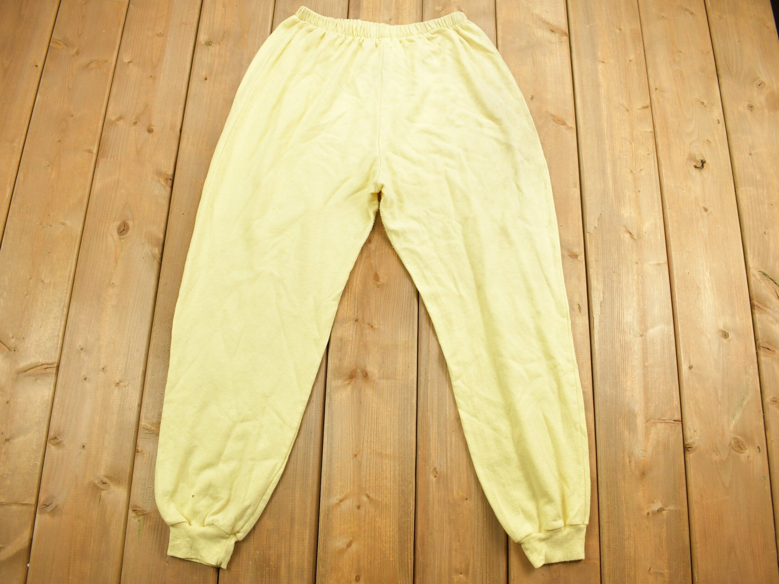 Vintage 1980s Hungry Panda Themed Yellow Sweatpants 26 x 25.5