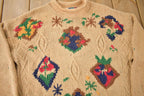 Vintage 1990s Gina Peters Abstract Patchwork Knit Crewneck Sweater