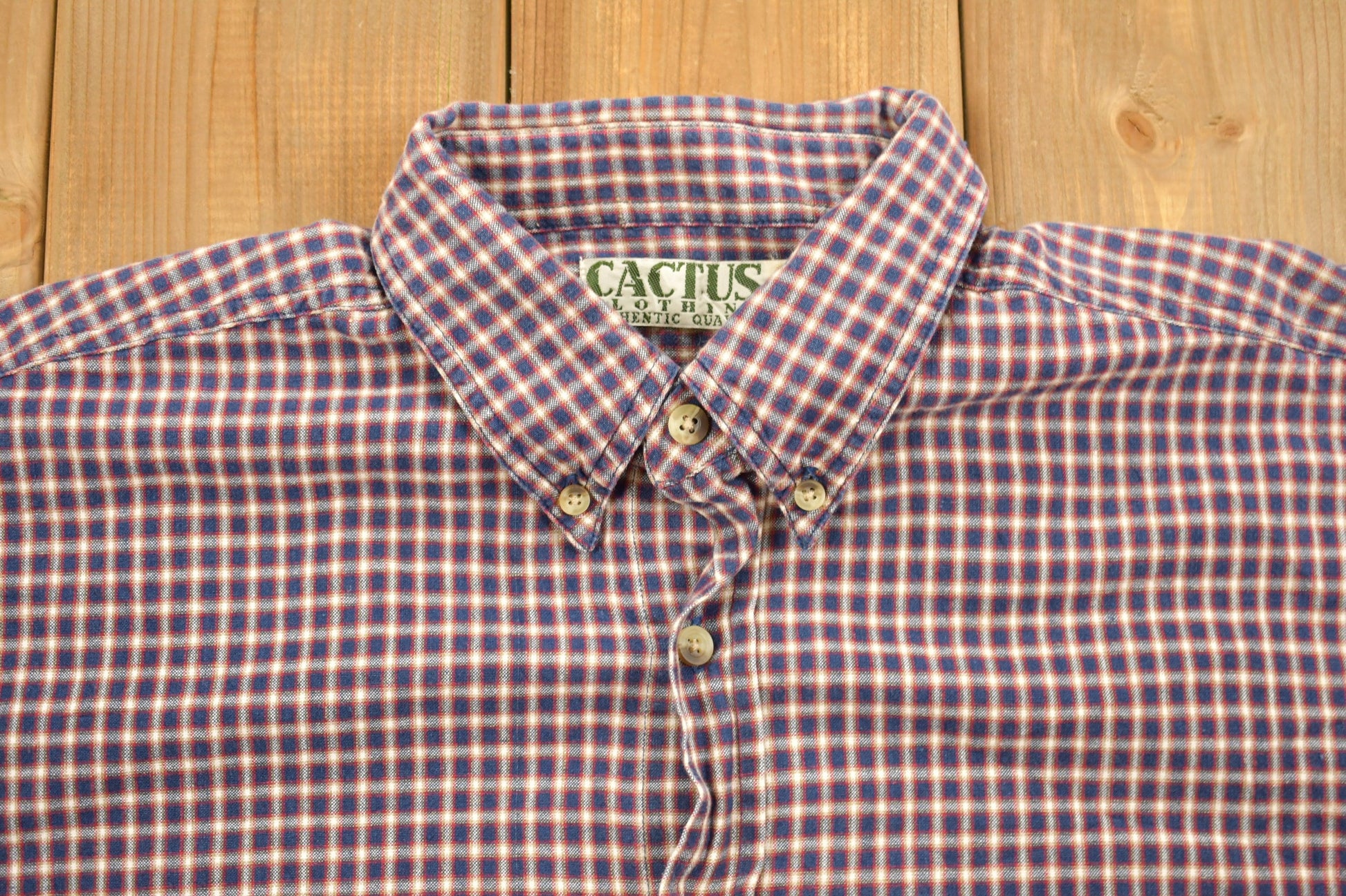 Vintage 1990s Cactus Clothing Button Up Shirt / Check Shirt / Abstract Pattern / Formal Shirt / Long Sleeve / Pocket Shirt