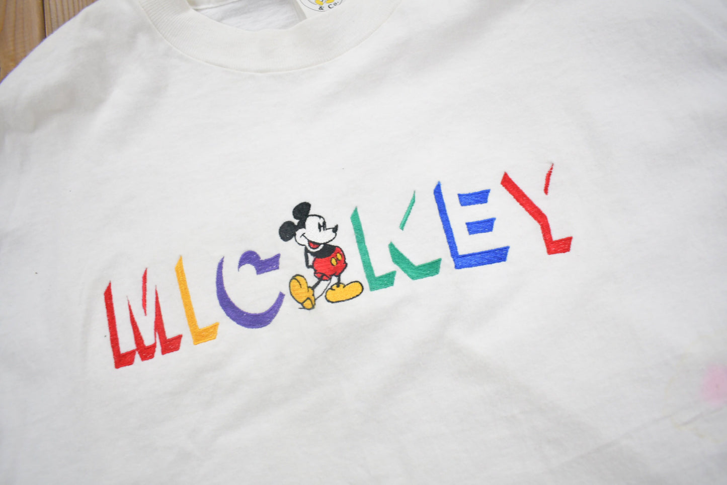 Vintage 1980s Mickey Mouse Embroidered Disney T-Shirt / 80s Tee / Vintage Mickey Mouse / Made In USA / Single Stitch