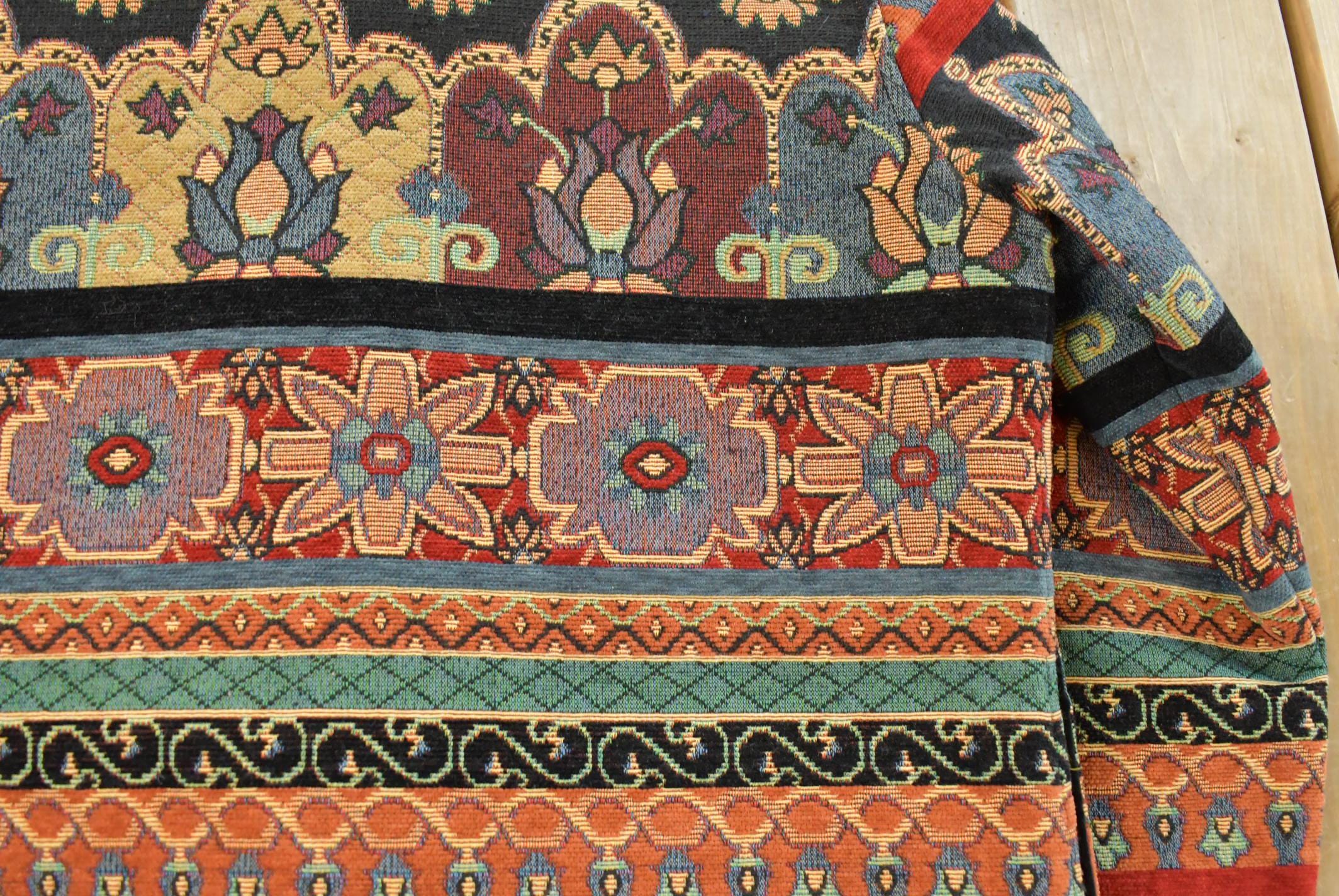 Vintage 1990s Flashback Tapestry Abstract Pattern Women's M / 90s Jacket / Grandma Jacket / All Over Print