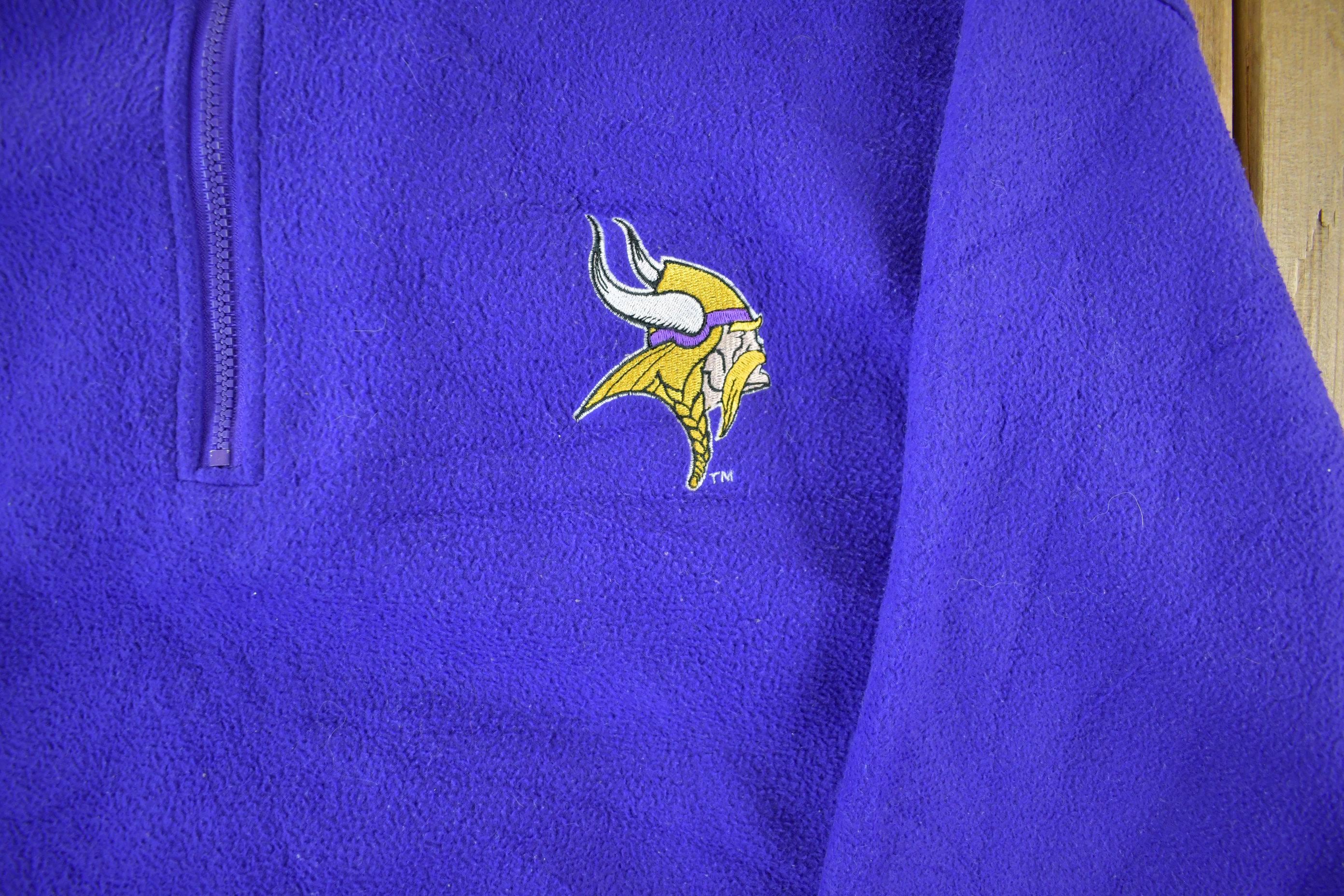 Vintage 1990s Minnesota Vikings Fleece Quarter Zip NFL Sweater Mens XL